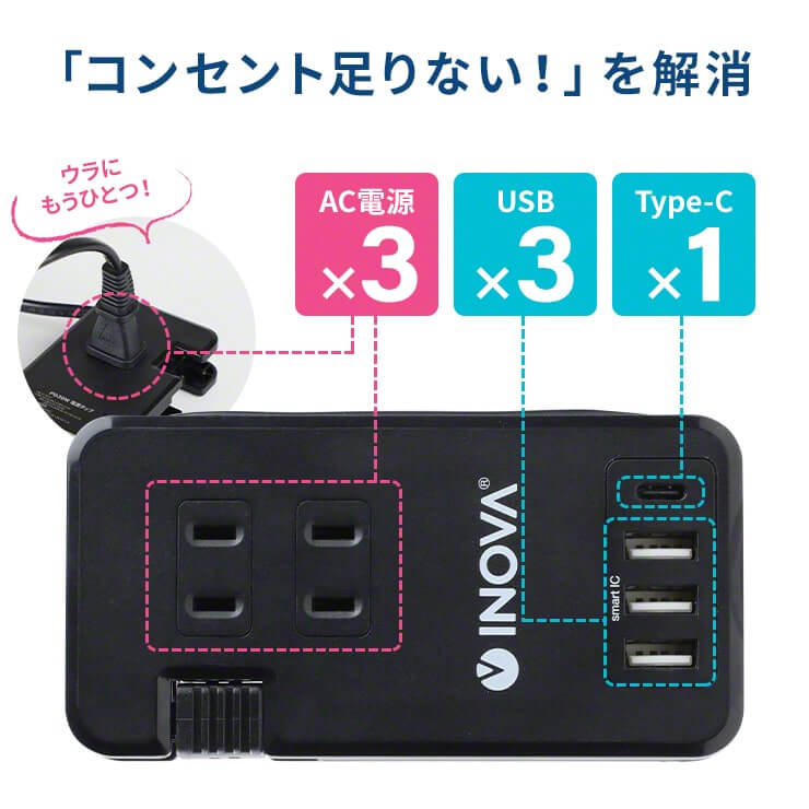INOVA PD30W 4ポートUSB付き 3AC 電源タップ Smacube TapPD